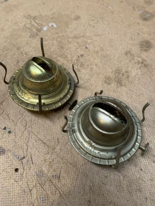2 Vintage Antique Brass Plated Eagle Lantern Oil Lamp Burners 1 - 1/8 " P&a Mfg