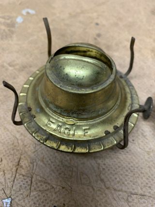 2 Vintage Antique Brass plated Eagle LANTERN Oil Lamp Burners 1 - 1/8 