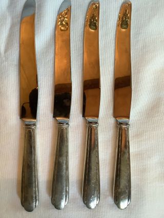 4 Antique Vintage 1930 Art Deco Alvin Melody Silverplate Dinner Knives Knife