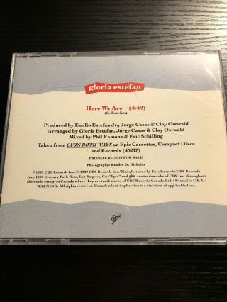 Gloria Estefan - Here We Are - RARE Promo - 1989 Epic - ESK 73084 2
