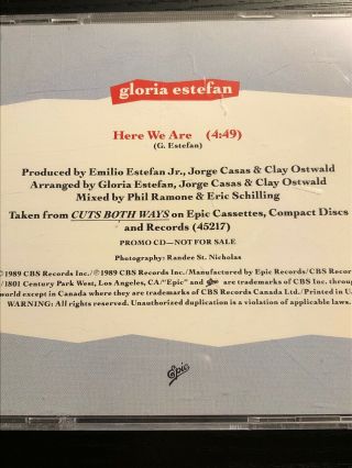 Gloria Estefan - Here We Are - RARE Promo - 1989 Epic - ESK 73084 3