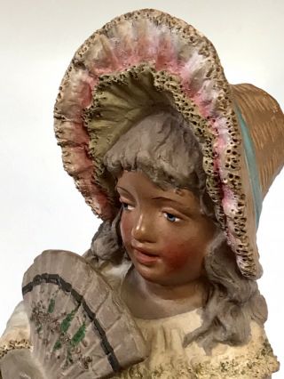 Maresch Goldscheider Terra Cotta Victorian Girl Child Statue Figure Antique Doll