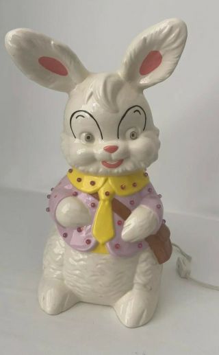 Rare Vtg 70s Ceramic Easter Bunny Rabbit Mold Light Up,  Like Christmas Tree