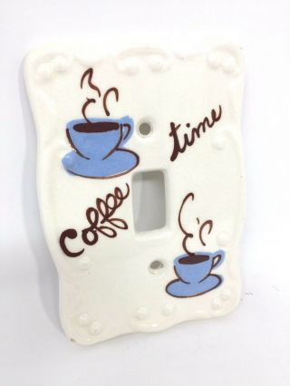 Vintage COFFEE TIME Ceramic Wall Light Switch Plate Coffee Cups 2