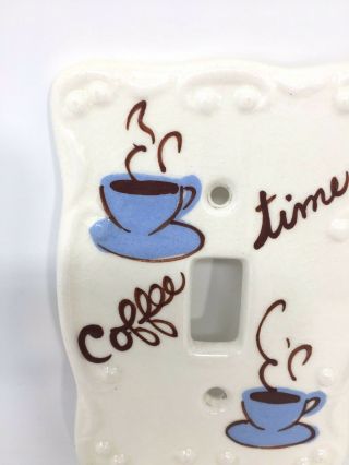 Vintage COFFEE TIME Ceramic Wall Light Switch Plate Coffee Cups 3