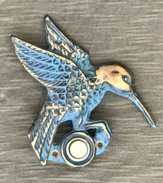 Vintage Antiqued Brass Hummingbird Doorbell Cover Plate With Lighted Buzzer 5 "
