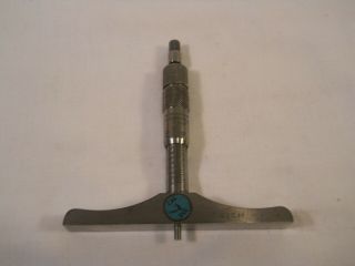 Antique 1925 Brown & Sharpe No.  607 Micrometer Depth Gauge Ratchet 4 In Base