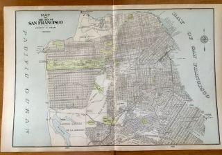 1906 Geo F Cram Map Of San Francisco,  Sacramento,  And Los Angeles 22 " X 14 "