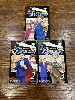 Phoenix Wright Ace Attorney Manga Vol.  1 - 3 English Set Rare Oop