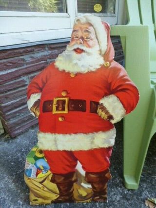 Rare Vintage Christmas Diecut Santa 22 " Cardboard Whitman Co Standee Coke