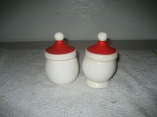 Vintage Christmas Mr Mrs Santa Claus Jelly Jam jar ceramic containers rare Japan 3