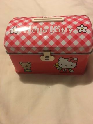 Rare Vintage 1998 Sanrio Pink Hello Kitty Tin Metal Mini Box/case Bank No Lock