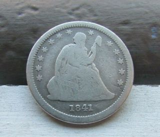 1841 - O Seated Liberty Quarter 25c - - - - - Rare Key Date - - - - - Vg/f - - - Only 452k Minted