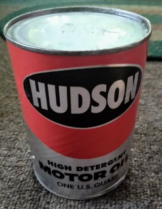 Rare Vintage Hudson Motor Oil Quart Can.  Full