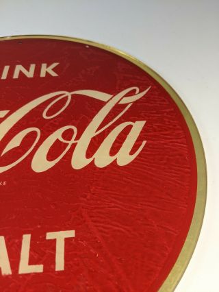 Vintage German Drink Coca Cola Round Glass Sign Schutzmarkt Trink Eiskalt Rare 3