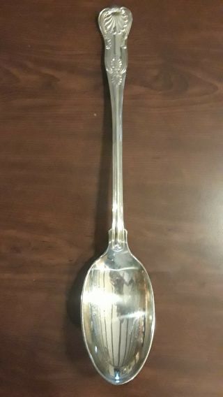 Very Large 13 " Sheffield Italy Kings Pattern Silver Plated Serving Spoon