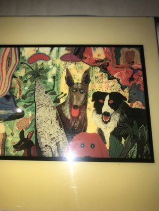 VINTAGE 1981 RARE ROY DE FOREST GENTLEMEN DOG ART CERAMIC WALL HUNG TILE 8X8 3