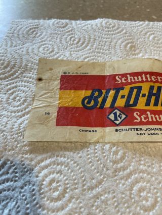 1930’s Schutter’s Bit - O - Honey Candy Bar Wrapper 1c Rare Find 2 - 7/8” X 6 - 3/4” 2