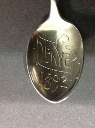 Sterling Souvenir Spoon Denver 1892 Masonic? Colorado 3