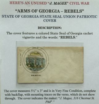 Civil War Confederate Georgia State Seal Rebels Magee Union Patriotic Cover Rare