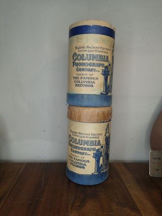 2 Antique Columbia Phonograph Talking Machine Record Cylinder Patriotic Box Only