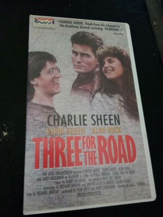 Three For The Road Vhs Vista Video Clamshell Charlie Sheen Kerri Green Rare Oop