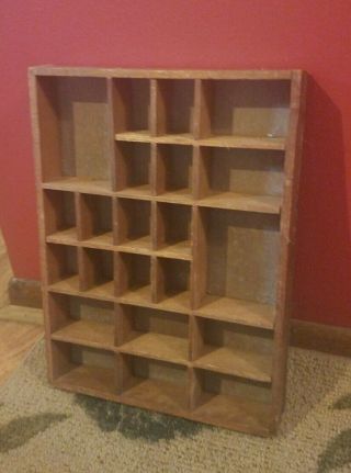 Charming Vintage Wooden Shadow Box Wall Shelf W/22 Compartments W/miniatures