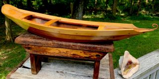 Vtg Handmade Wooden Sailboat Sailing Copper & Wood Hand Crafted Boat Ship