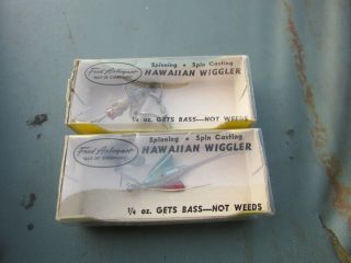 2 Vintage Fred Arbogast Hawaiian Wiggler Fishing Lures With Boxes