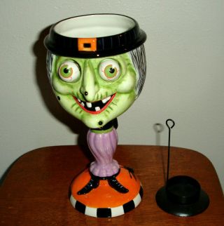 Rare Dept 56 Halloween “google Eye Witch Tea Light Holder Goblet” Retired 61567