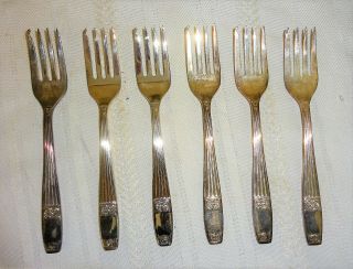 Vintage Elkington Silver Plate Unusual Fork Set Set Of Six 5.  25 " L A