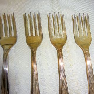 Vintage Elkington Silver Plate Unusual Fork Set Set of Six 5.  25 