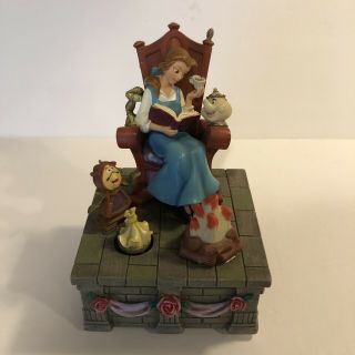 Disney World Beauty And The Beast Belle Music Box Figurine Extremely Rare
