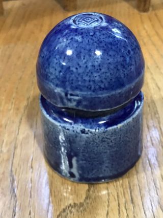 Antique Cobalt Blue Pony Style Ceramic Porcelain Insulator 3
