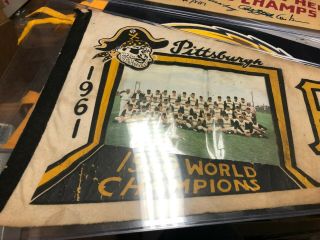 1960 Pittsburgh Pirates World Champions Pennant W/team Photo Rare