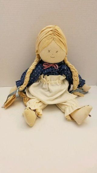 Vtg Handmade Cloth Doll Folk Art Americana 18 