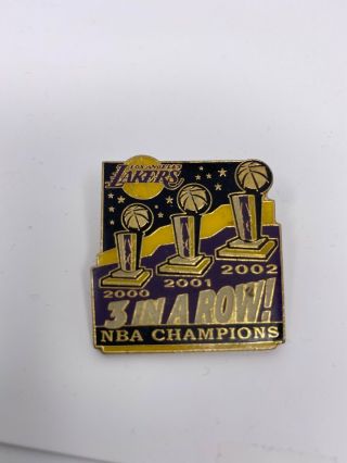 Nba Los Angeles Lakers 3 In A Row Pin 2000 2001 2002 Rarely Seen On Ebay