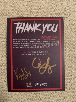 NEVER HIKE ALONE A Friday The 13th Fan Film Blu Ray Autographed RARE Red Case 2