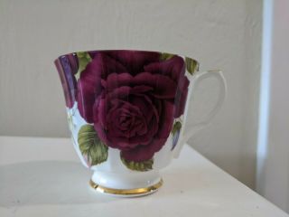 ROYAL WINCHESTER BONE CHINA TEACUP & SAUCER MAROON ROSES 2