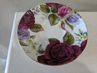 ROYAL WINCHESTER BONE CHINA TEACUP & SAUCER MAROON ROSES 3