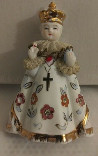 Antique Vintage Jesus " Infant Of Prague " Porcelain Statue Figurine Kw252s