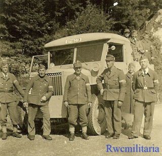 Rare German Elite Org.  Todt Soldiers W/ Lkw Truck (ot - 16273) On Road