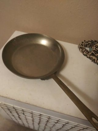 Antique Culinaire Copper Tin Lined 8 In Skillet 7 In Brass Handle