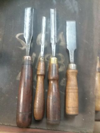 Antique W.  Butcher Chisels.  Gouges And A Firmer.  Mid To Late 1800 