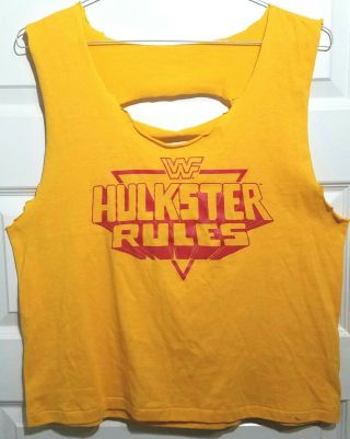 Rare Vintage Wwf Hulk Hogan T - Shirt Hulkster Rules Yellow Tank Top Single Stitch