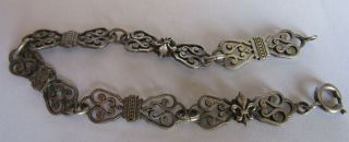 Antique French Victorian Filigree Silver Fleur De Lys Bracelet