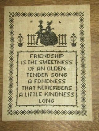 Antique Cross Stitch Sampler Friendship Saying