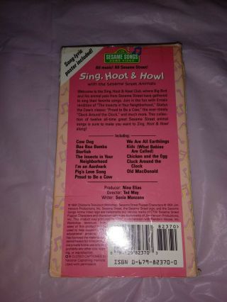 Sesame Street SING HOOT & HOWL VHS VIDEO 1991 rare 2