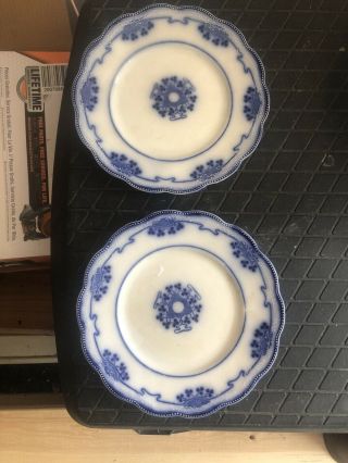 Antique Grindley Lorne Flow Blue Dinner Plates Set 2 Circa 1900
