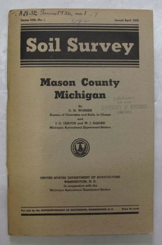 Folded Color Soil Survey Map Mason County Michigan Ludington Scottville Custer